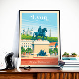 Affiche Voyage Vintage Ville Lyon France | Place Bellecour