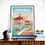 Affiche Voyage Vintage Ville Annecy France | Château Annecy