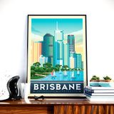 Affiche Voyage Vintage Ville Brisbane | Australie