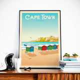 Affiche Voyage Vintage Ville Le Cap Afrique du Sud | Muizenberg Beach