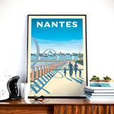 Affiche Voyage Vintage Ville Nantes France | Anneaux Buren