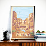 Affiche Voyage Vintage Petra Jordanie | La Khazneh