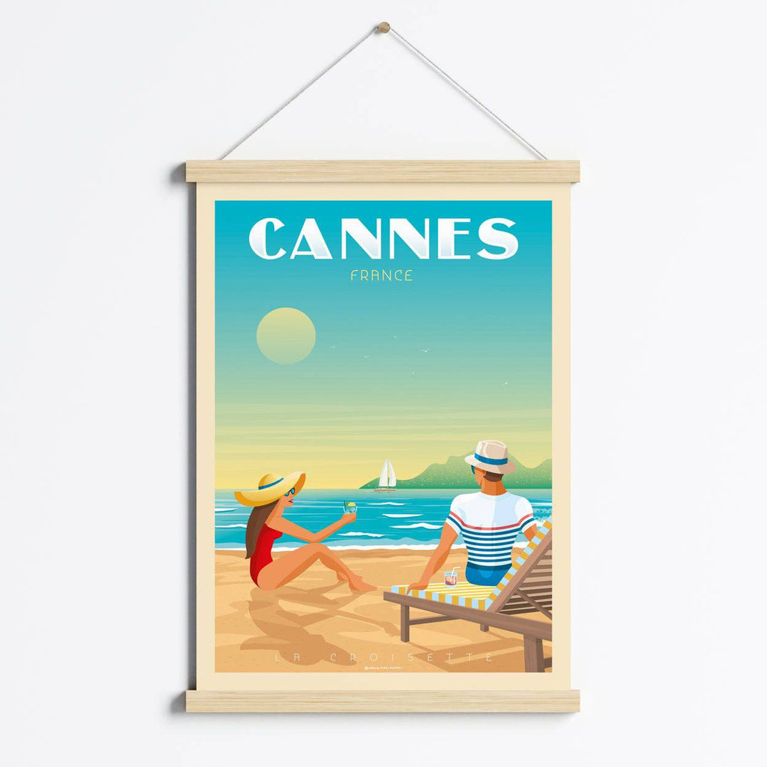 Poster Vintage Cannes Côte D’Azur – Affiche Rétro Voyage 30x45 Cm – Style Sans Cadre – Déco Murale Esthétique