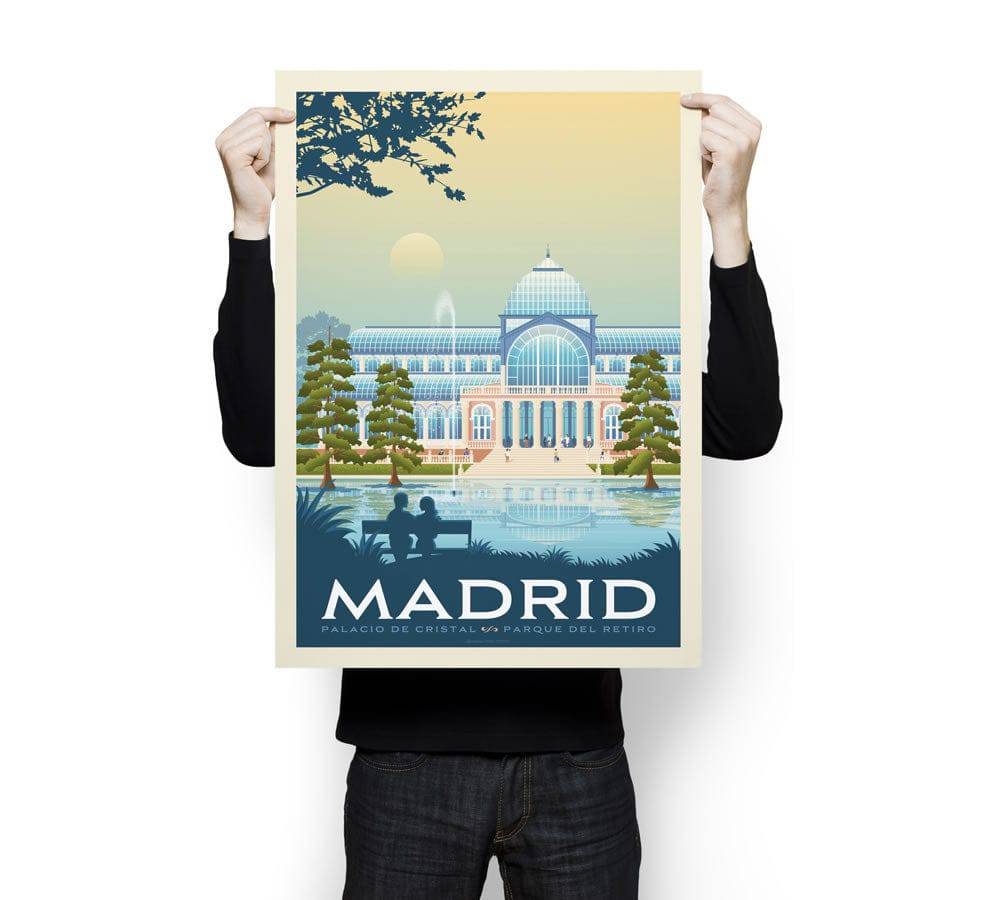 Affiche Voyage Vintage Madrid Espagne – Toile Murale 50x60 Cm Sans Cadre, Déco Rétro Madrid
