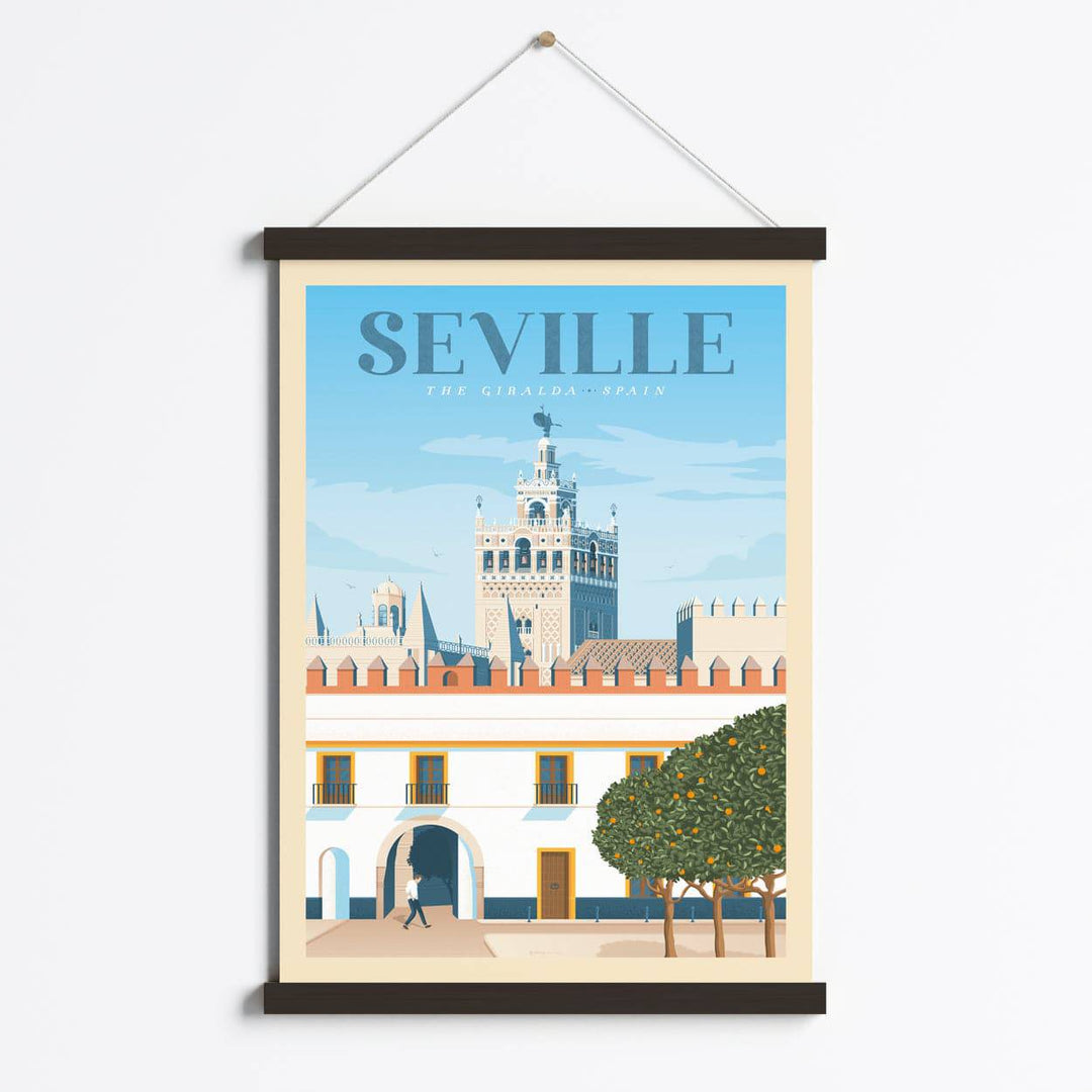 Poster Vintage De Séville Espagne 20x30 Cm - Affiche Toile Pour Décoration Murale Intérieure, Style Rétro Voyage