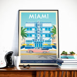 Vintages Reise-Plakat Miami Beach Florida USA | Kolonie Hotel