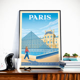 Affiche Voyage Vintage Ville Paris France | Pyramide Musée du Louvre