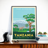 Affiche Voyage Vintage Tanzanie Afrique | Mont Kilimanjaro