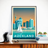 Vintages Reise-Plakat Auckland Neuseeland | Hochhaus