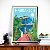 Affiche Voyage Vintage Ville Marrakech Maroc | Villa Majorelle
