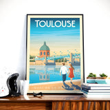 Vintages Reise-Plakat-Stadt Toulouse Occitanie Frankreich | Dorade-Kai