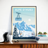 Affiche Voyage Vintage Station Ski Alpe d'Huez France | Montagne | Sport Hiver
