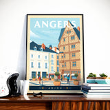 Affiche Voyage Vintage Ville Angers France | Maison d'Adam