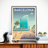 Vintage Reise-Plakat-Stadt Barcelona Spanien | Hotel W