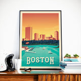 Vintages Reise-Plakat Bostons Massachusetts USA | Segeln Bootfahren