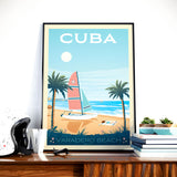 Vintage Havana Cuba City Travel Poster | Varadero Beach
