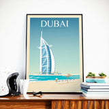 Vintage Reise-Plakat-Stadt Dubai Vereinigte Arabische Emirate | Burj Khalifa