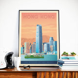 Vintages Reise-Plakat Hong Kong-Stadt | Asien