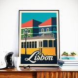 Lisbon Portugal City Vintage Travel Poster | tram