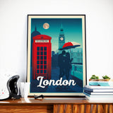 Affiche Voyage Vintage Ville Londres Royaume-Uni | Big Ben