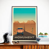 Affiche Voyage Vintage Monument Valley National Park Etats-Unis | Route 66