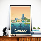 Affiche Voyage Vintage Orlando Floride Etats-Unis | Lake Eola Park