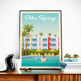 Affiche Voyage Vintage Palm Springs Californie Etats-Unis | Saguaro Hotel