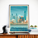 Vintages Reise-Plakat Philadelphia Pennsylvania USA | Die Architektur