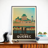 Vintages Reise-Plakat Québec-Stadt Kanada | Schloss Frontenac