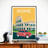 Vintage Rome Italy City Travel Poster | The Colosseum | Wall decoration