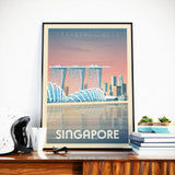 Vintages Singapur-Asien-Stadt-Reise-Plakat | Marina Bay Sands