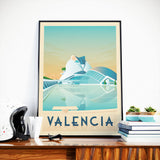 Vintage Reise-Plakat-Stadt Valencia Spanien | Kunststadt und Ciencas